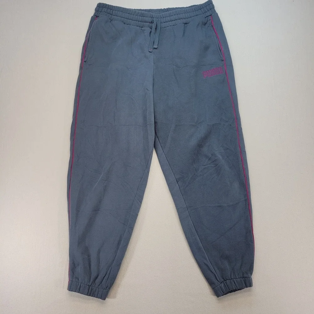 Puma Sweatpants Mens XL Blue Pink Piping Fleece Joggers 889263-02 Athletic